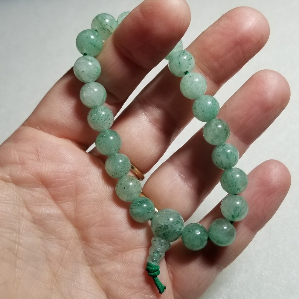 relisted -Aventurine stone bead bracelet green gemstone power beads stretchy - Picture 9 of 11